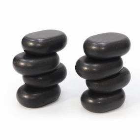 Master Massage Large Flat Ovular Basalt Hot Stone Set – 8-Piece Pack (3" x 2" x 1") for Professional Spa and Massage Therapy, Relaxation