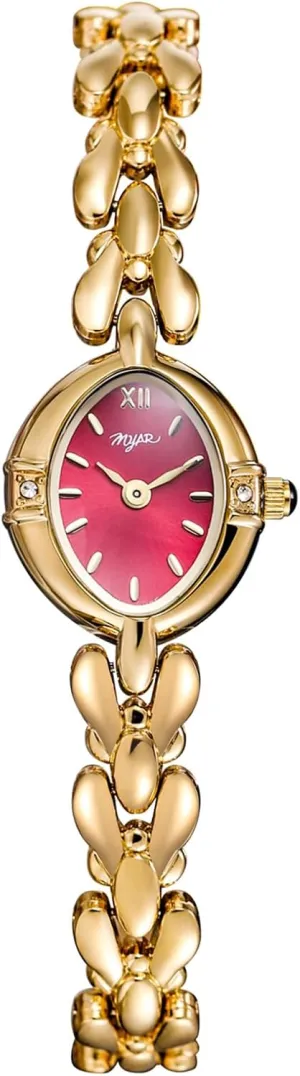 MASTOP Dainty Gold Watches for Women, Vintage Oval Bracelet Watch for Ladies, Small Wristwatch for Women with Silver & Gold Wheat Chain Design, Elegant Quartz Women's Wrist Watches