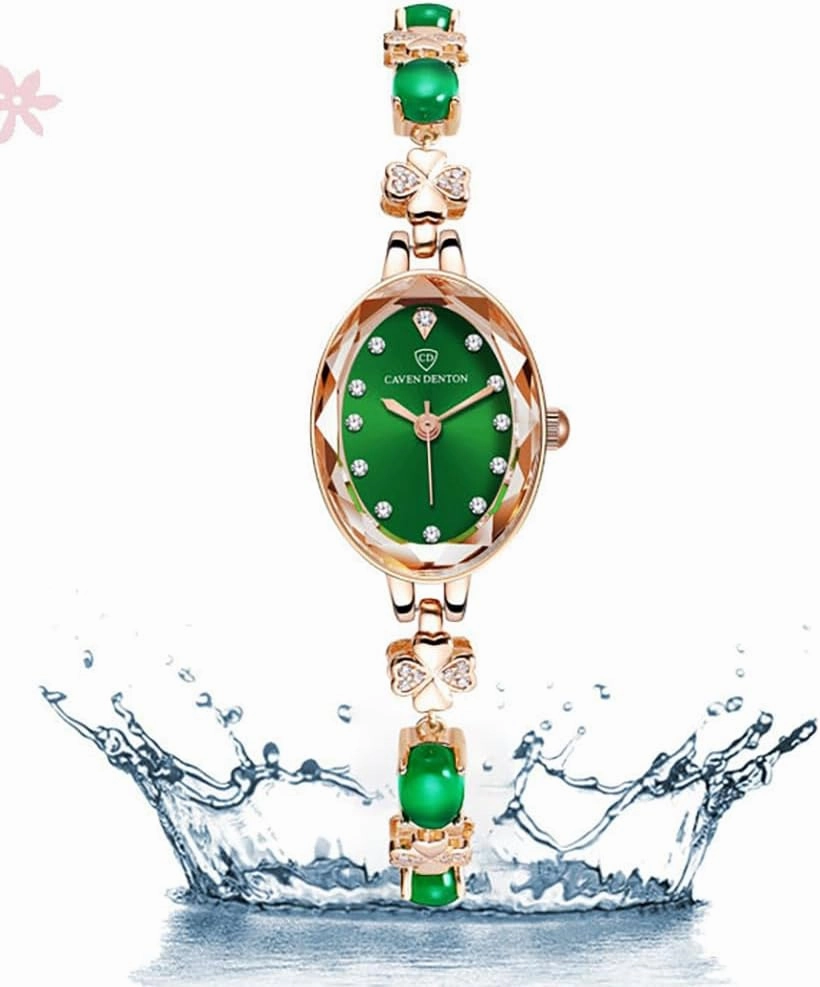 MASTOP Vintage Bracelet Watches for Women – Elegant Small Oval Ladies Watch with Clover Design, Diamond Accents, and Waterproof Feature