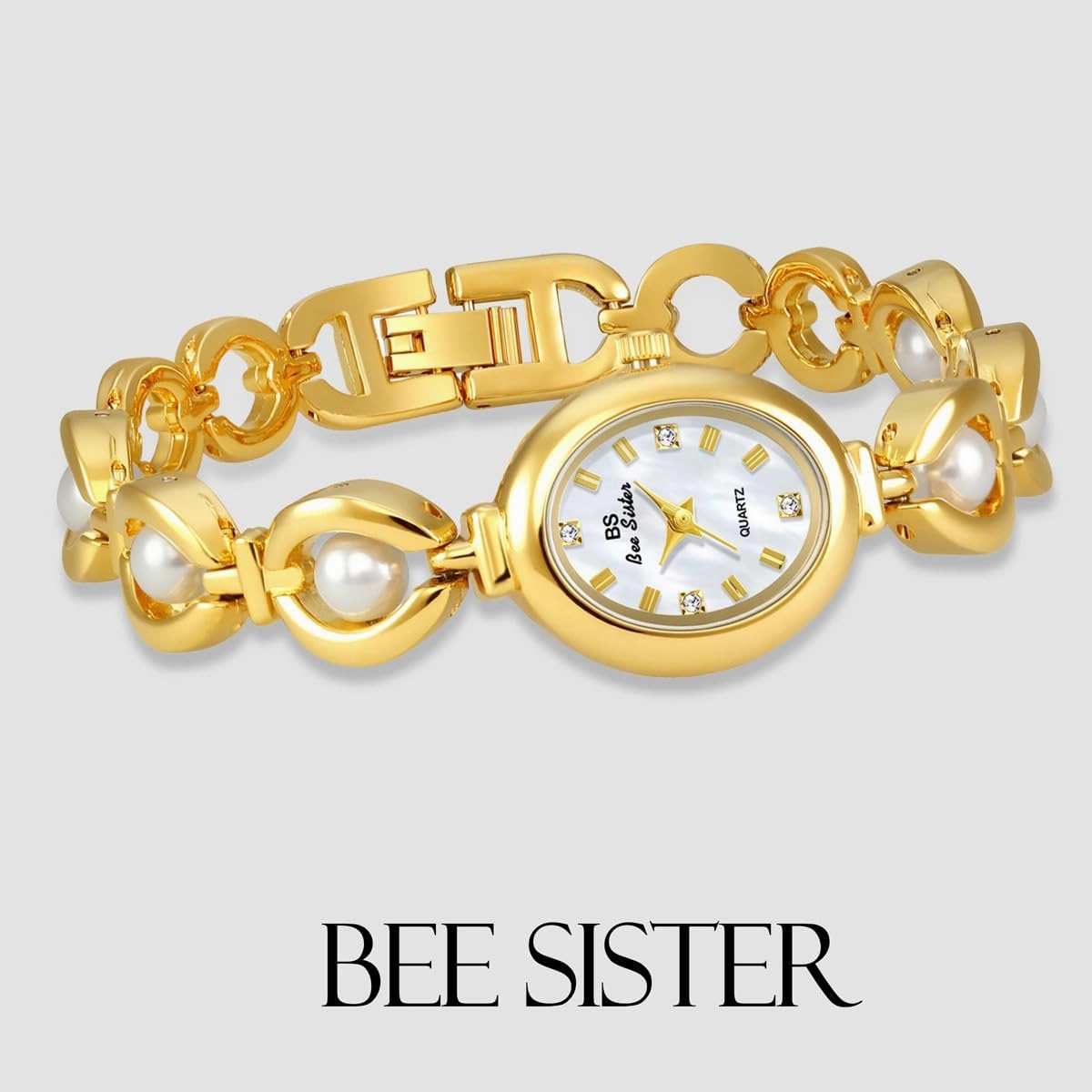 MASTOP Vintage Watches for Women Pearl Oval Dial Dress Watch Elegant Women's Watch Dainty Ladies Bracelet Waterproof Analog Casual Watch