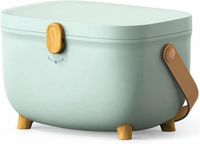 Medicine Storage Box, Plastic Oval Double Layers Multi Grid Large Capacity Medical Box Organizer with 360 Degree Rotation Lock for Home Dorm (Green)