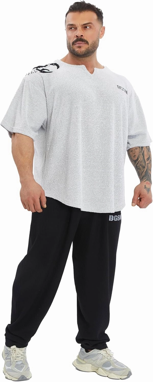 Men's Gym T-Shirt Active Wear Bodybuilding Lifting Oversize Rag Top | Towel Texture, Cotton Training Top