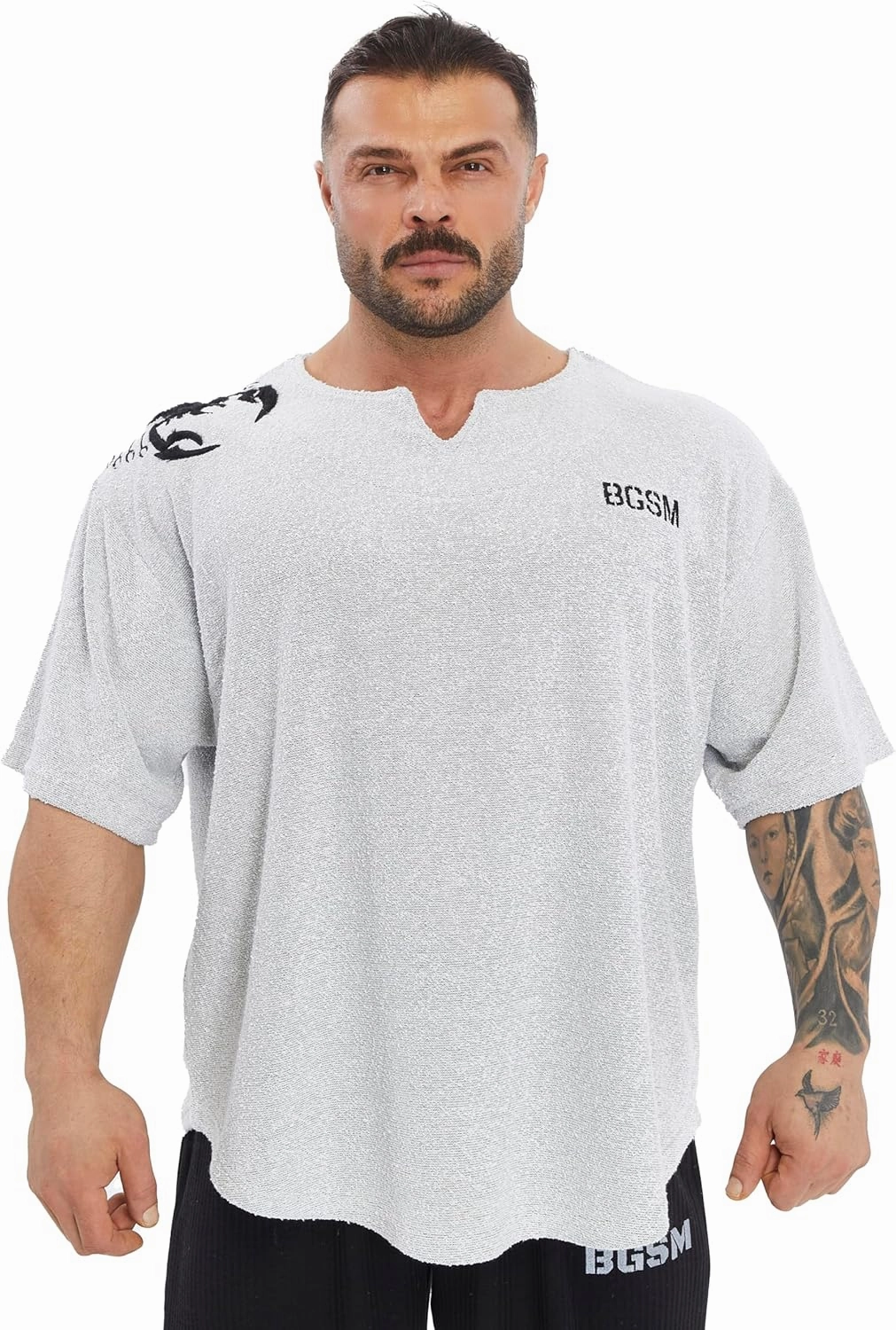 Men's Gym T-Shirt Active Wear Bodybuilding Lifting Oversize Rag Top | Towel Texture, Cotton Training Top