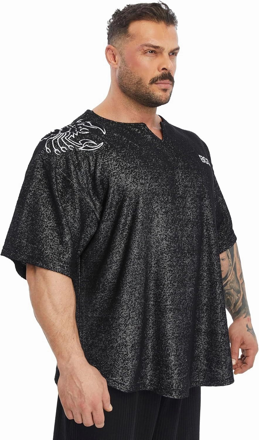 Men's Gym T-Shirt Active Wear Bodybuilding Lifting Oversize Rag Top | Towel Texture, Cotton Training Top