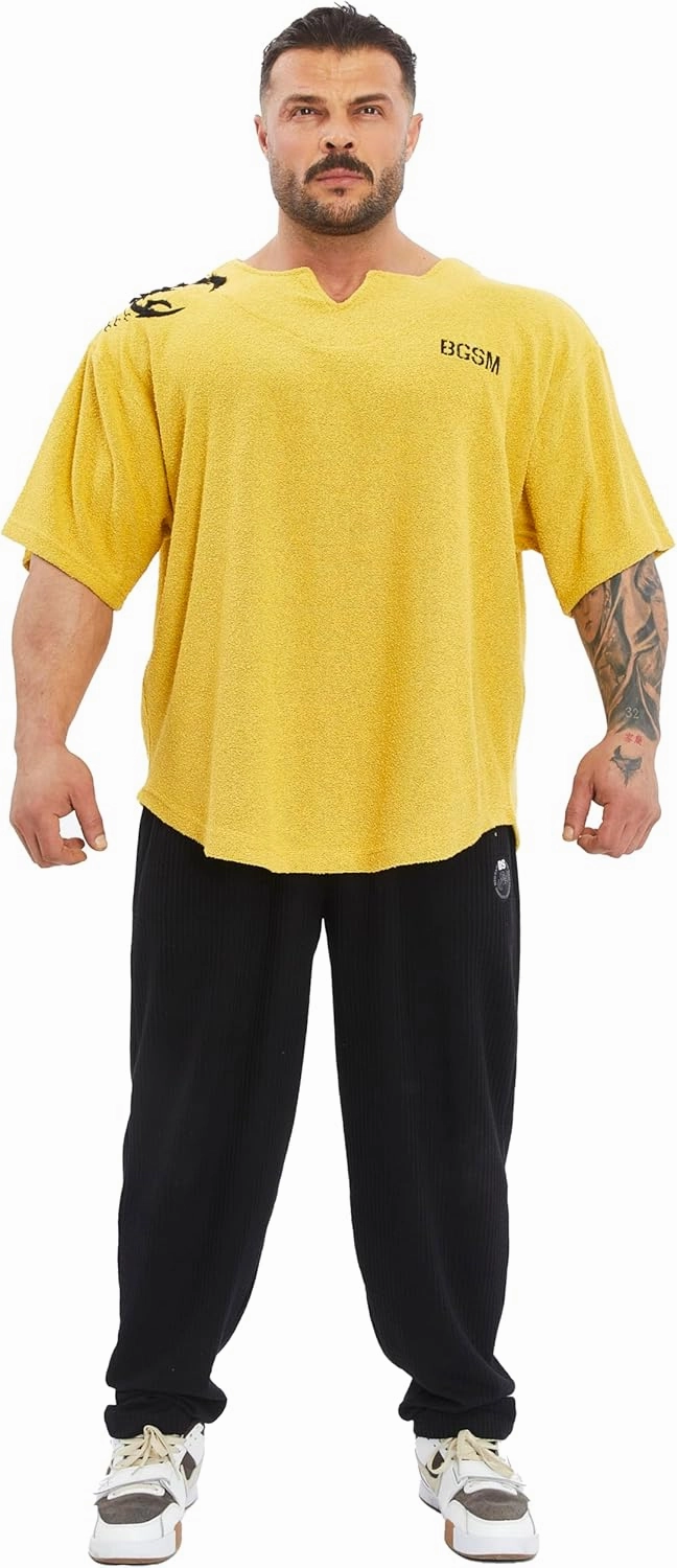 Men's Gym T-Shirt Active Wear Bodybuilding Lifting Oversize Rag Top | Towel Texture, Cotton Training Top