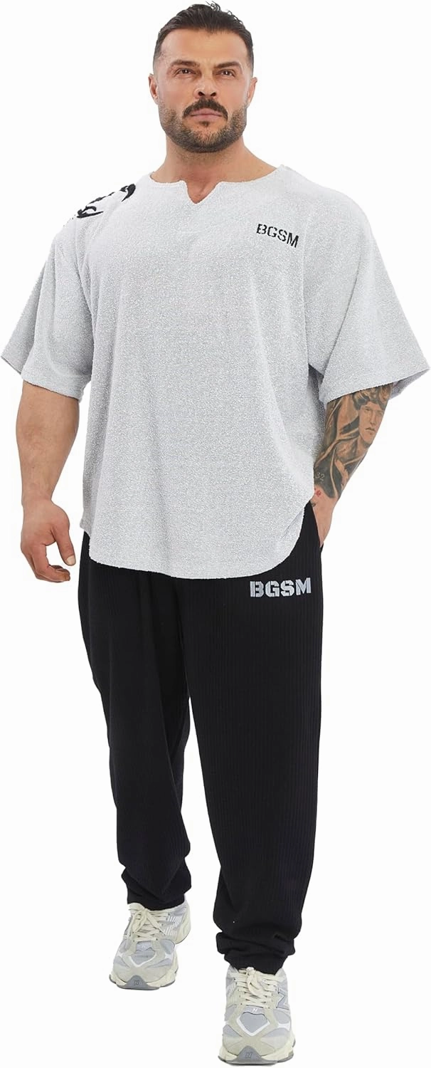 Men's Gym T-Shirt Active Wear Bodybuilding Lifting Oversize Rag Top | Towel Texture, Cotton Training Top