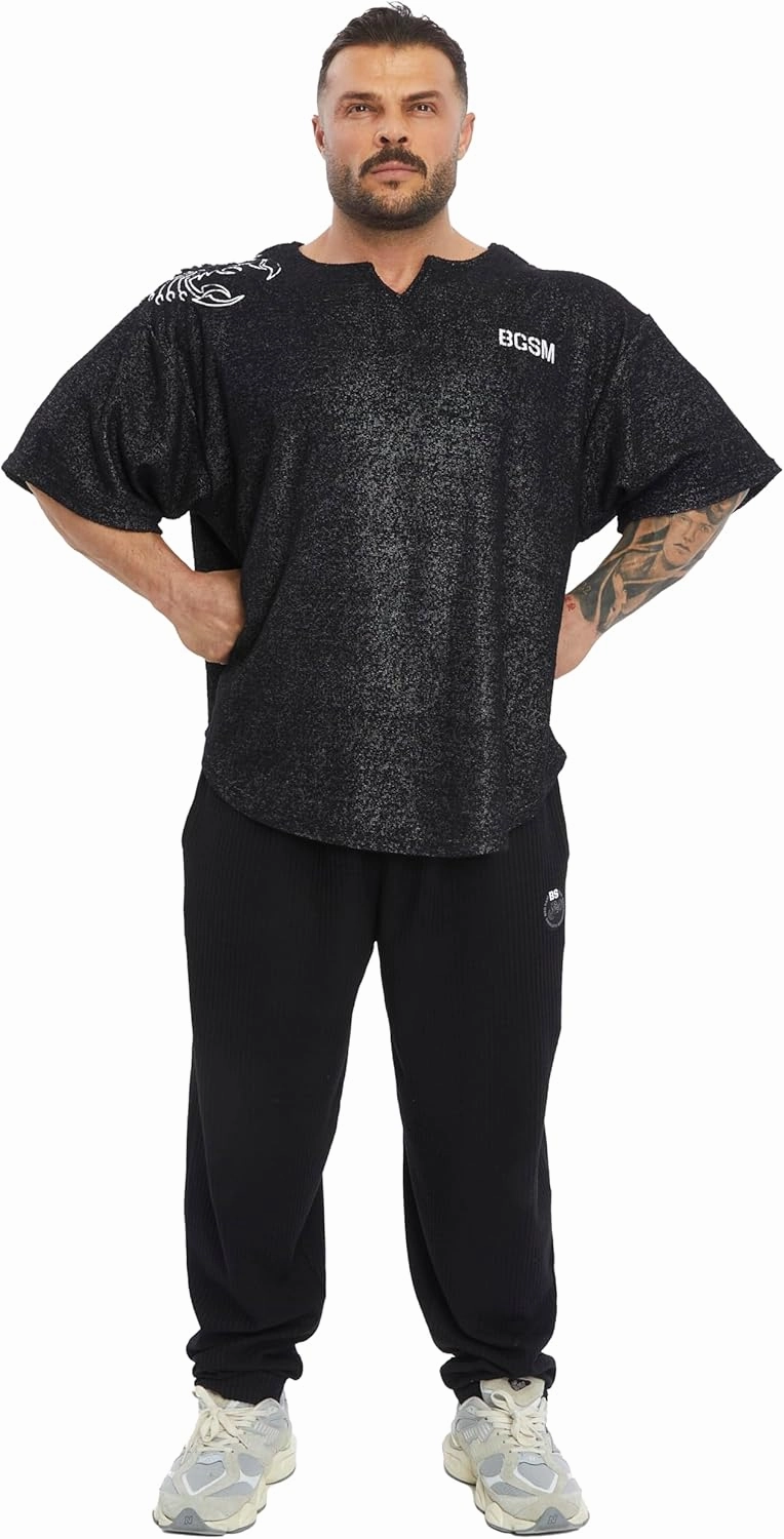 Men's Gym T-Shirt Active Wear Bodybuilding Lifting Oversize Rag Top | Towel Texture, Cotton Training Top