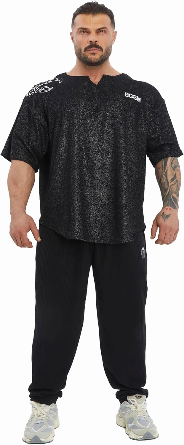 Men's Gym T-Shirt Active Wear Bodybuilding Lifting Oversize Rag Top | Towel Texture, Cotton Training Top