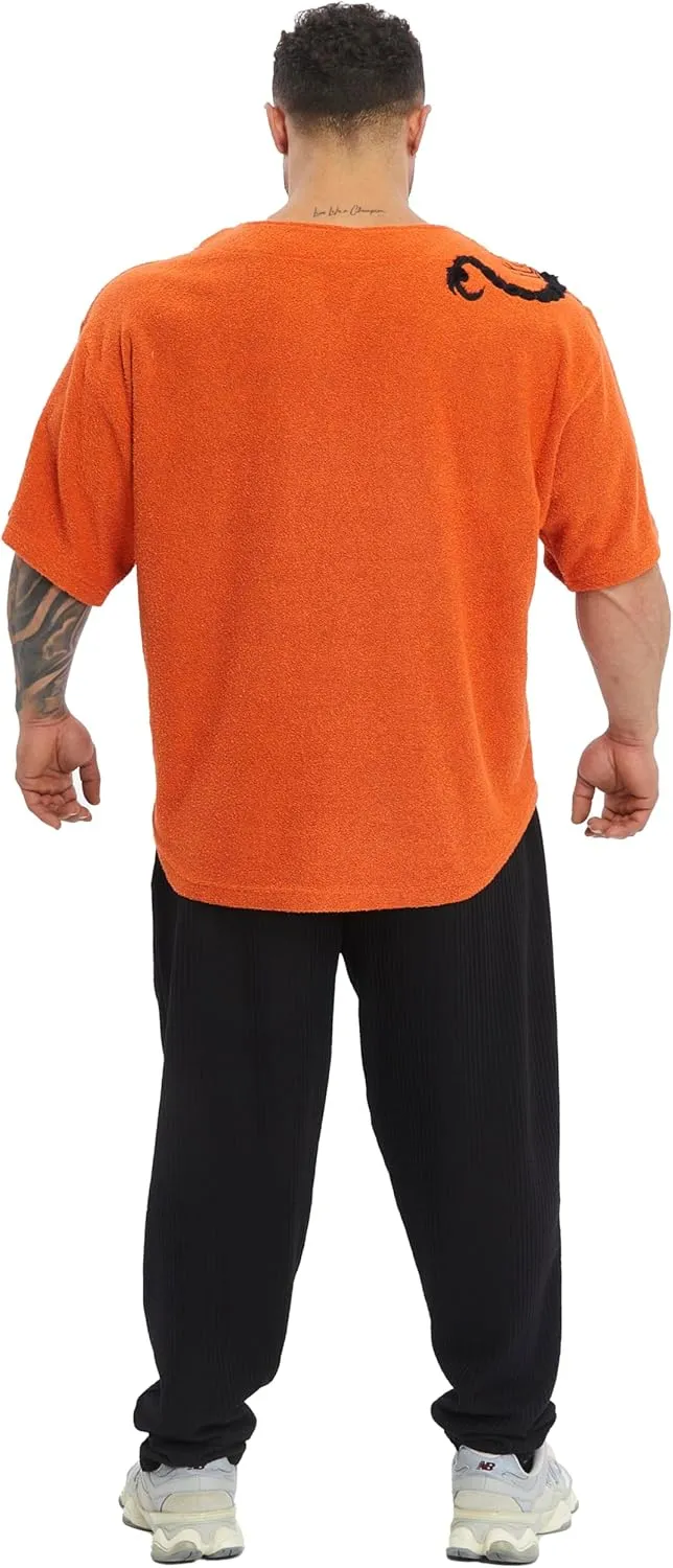 Men's Gym T-Shirt Active Wear Bodybuilding Lifting Oversize Rag Top | Towel Texture, Cotton Training Top