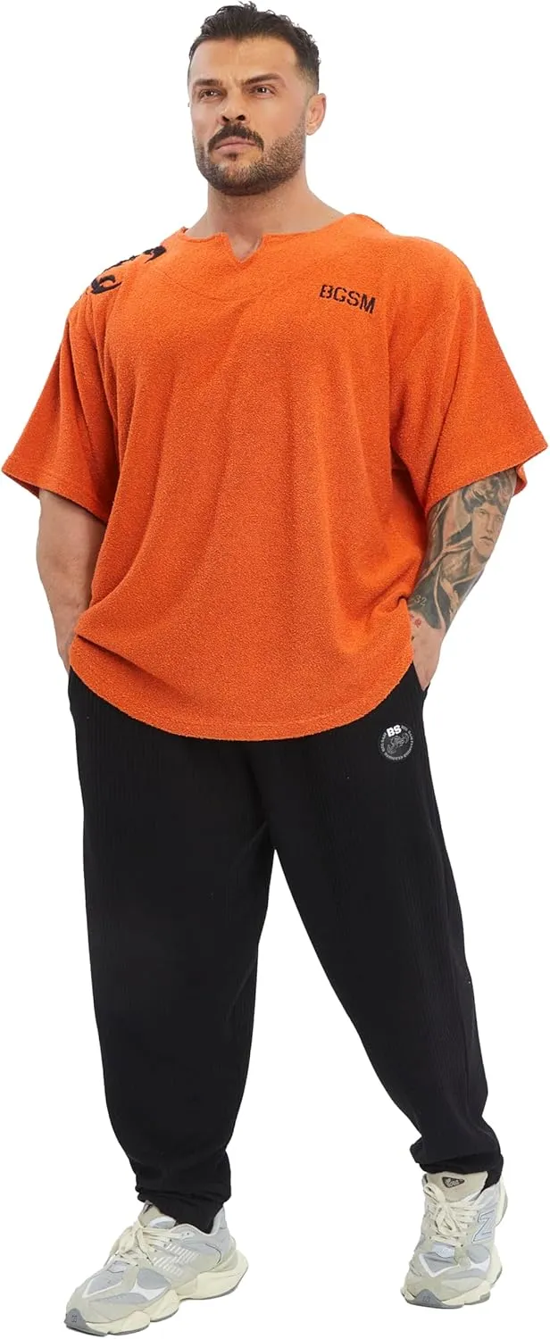 Men's Gym T-Shirt Active Wear Bodybuilding Lifting Oversize Rag Top | Towel Texture, Cotton Training Top
