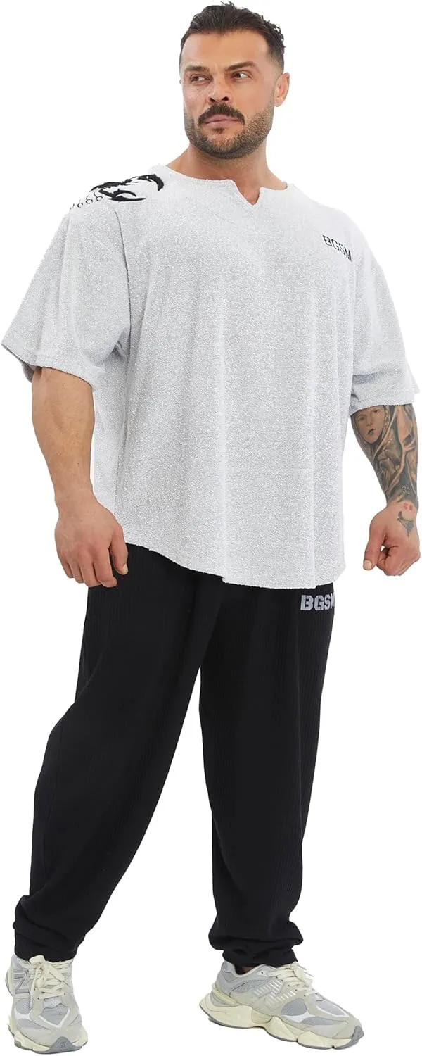 Men's Gym T-Shirt Active Wear Bodybuilding Lifting Oversize Rag Top | Towel Texture, Cotton Training Top