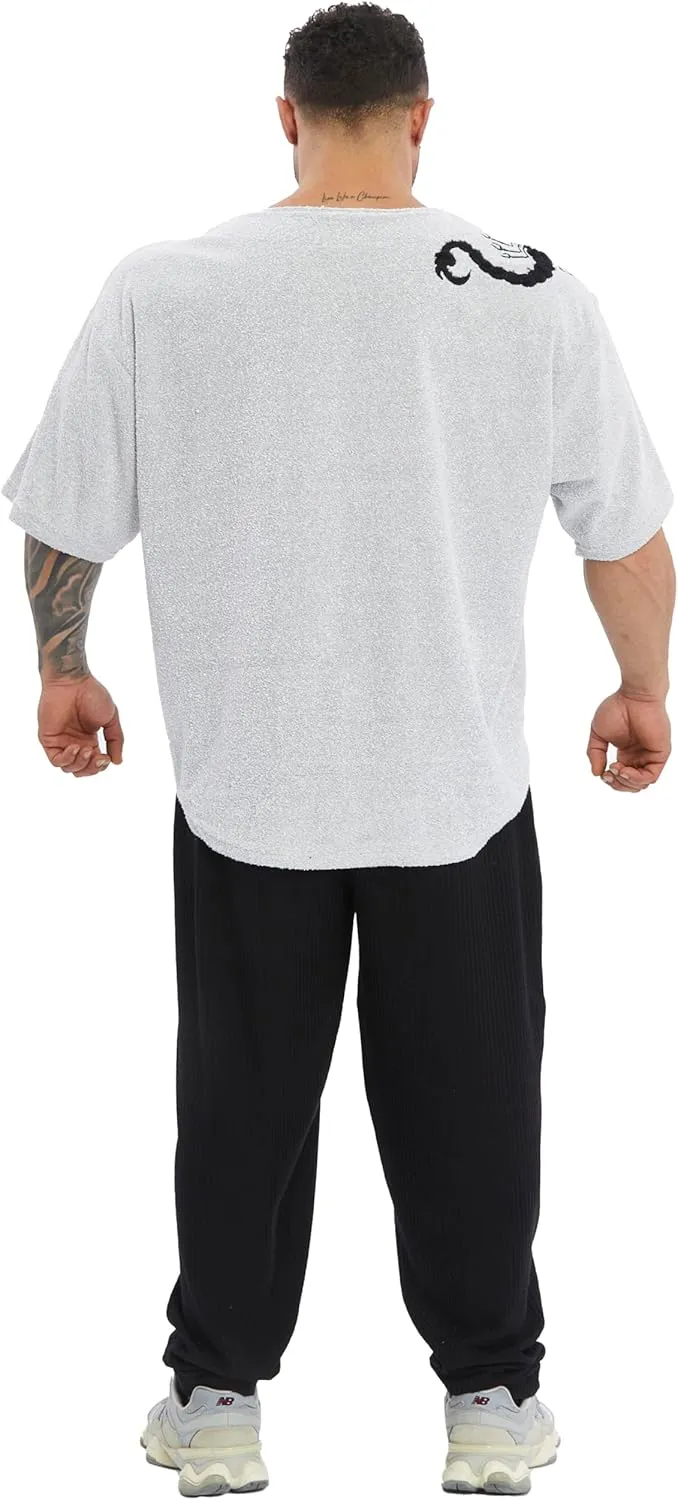 Men's Gym T-Shirt Active Wear Bodybuilding Lifting Oversize Rag Top | Towel Texture, Cotton Training Top