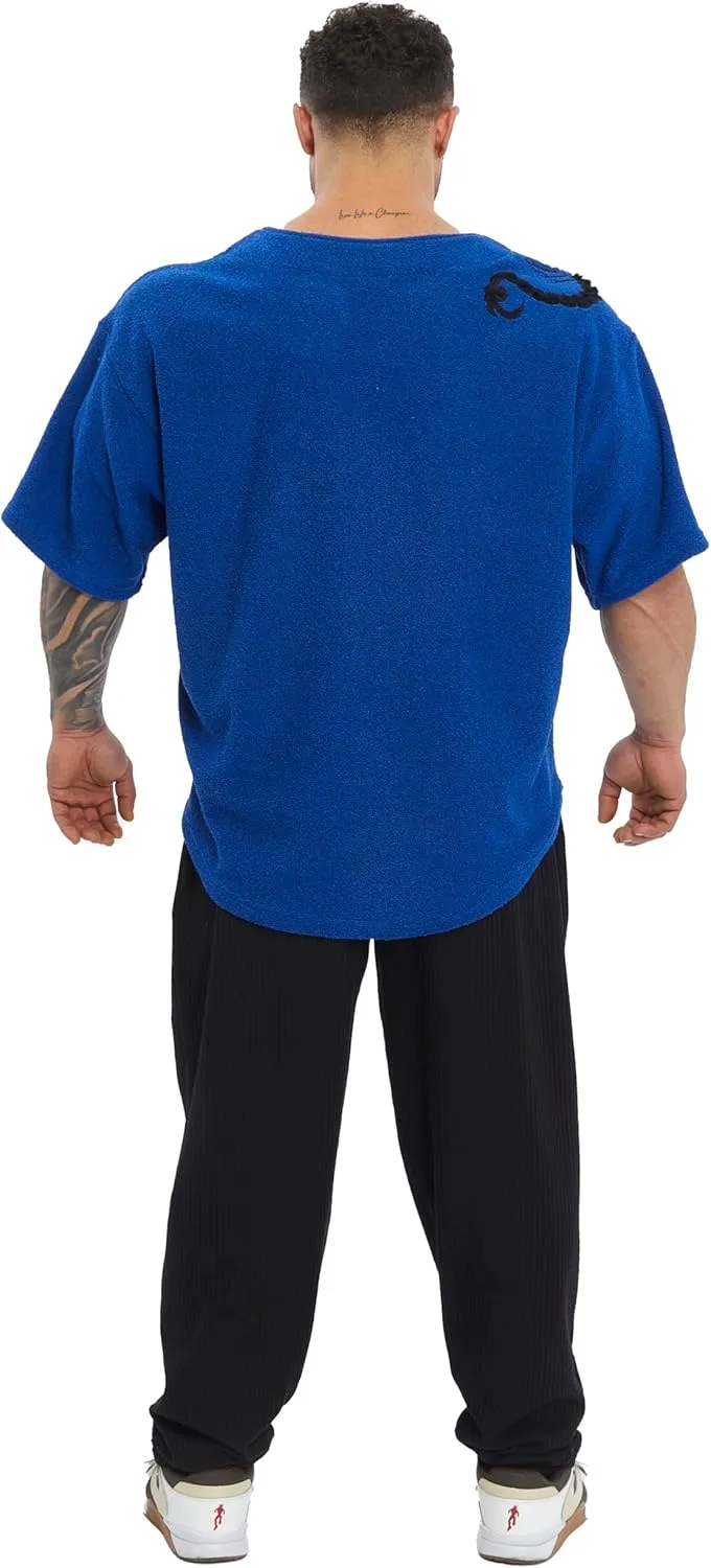 Men's Gym T-Shirt Active Wear Bodybuilding Lifting Oversize Rag Top | Towel Texture, Cotton Training Top