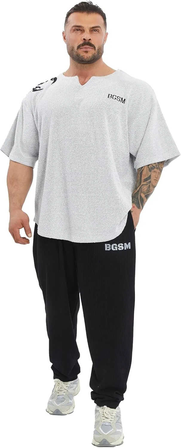 Men's Gym T-Shirt Active Wear Bodybuilding Lifting Oversize Rag Top | Towel Texture, Cotton Training Top