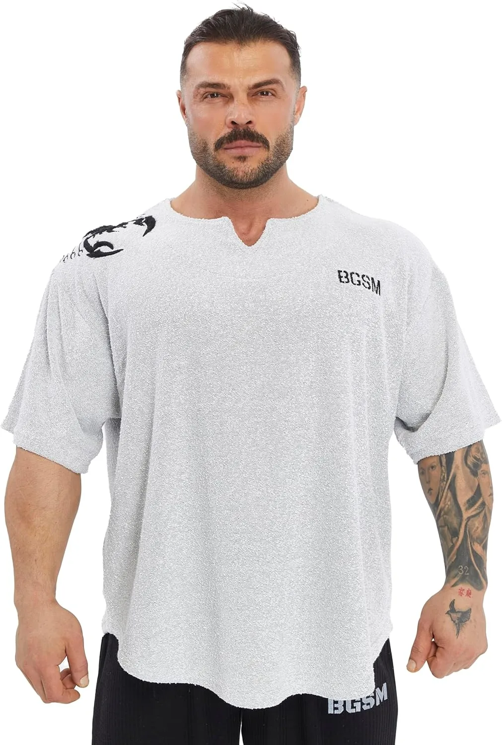 Men's Gym T-Shirt Active Wear Bodybuilding Lifting Oversize Rag Top | Towel Texture, Cotton Training Top