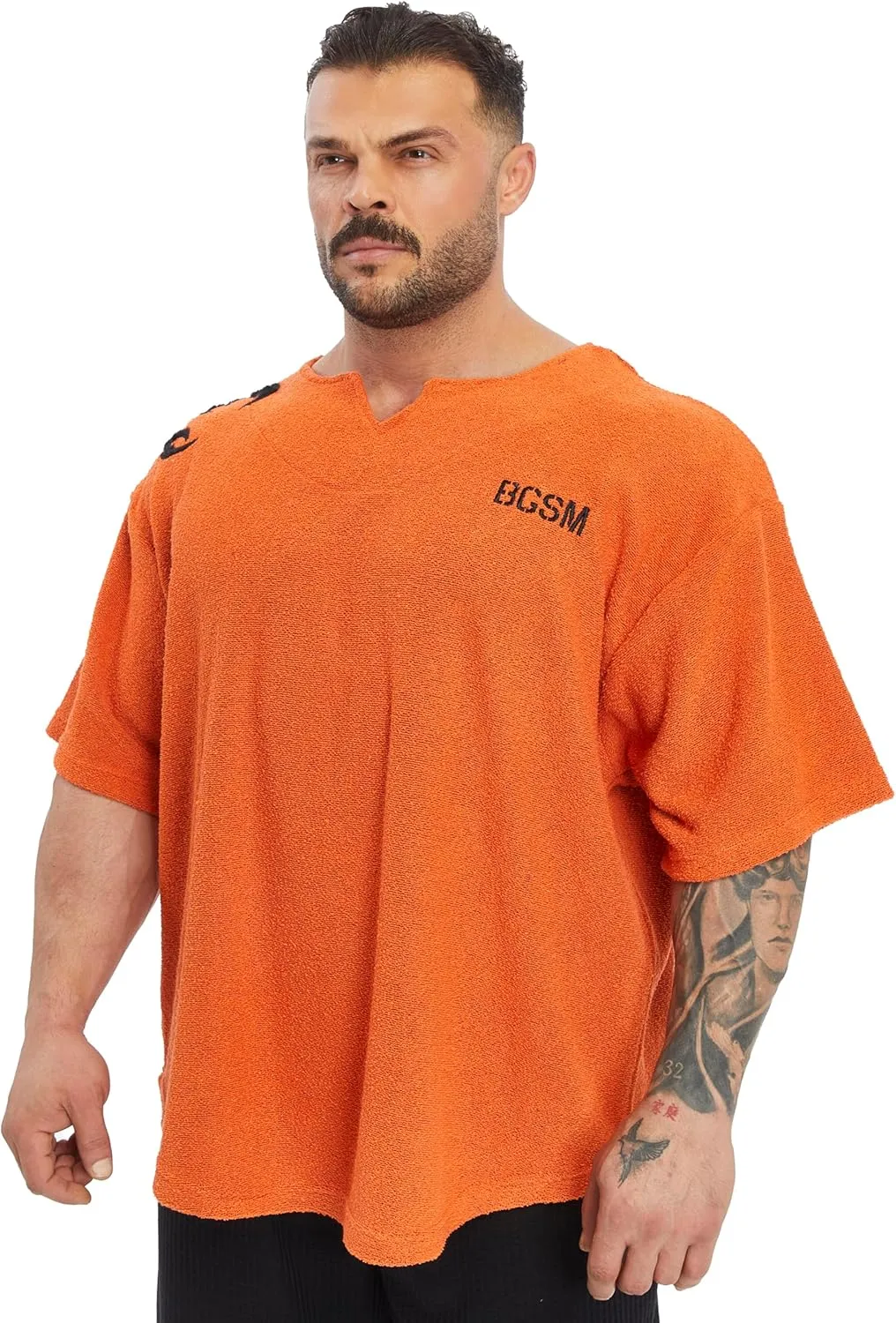 Men's Gym T-Shirt Active Wear Bodybuilding Lifting Oversize Rag Top | Towel Texture, Cotton Training Top