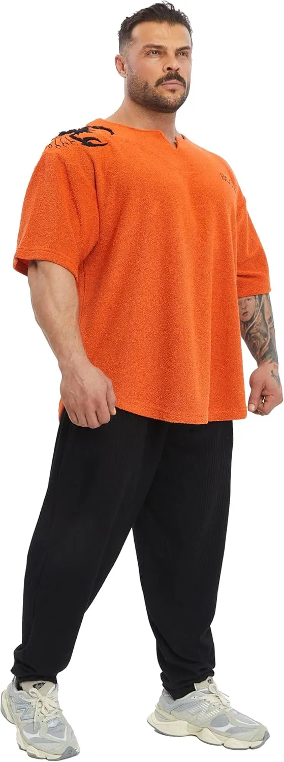 Men's Gym T-Shirt Active Wear Bodybuilding Lifting Oversize Rag Top | Towel Texture, Cotton Training Top