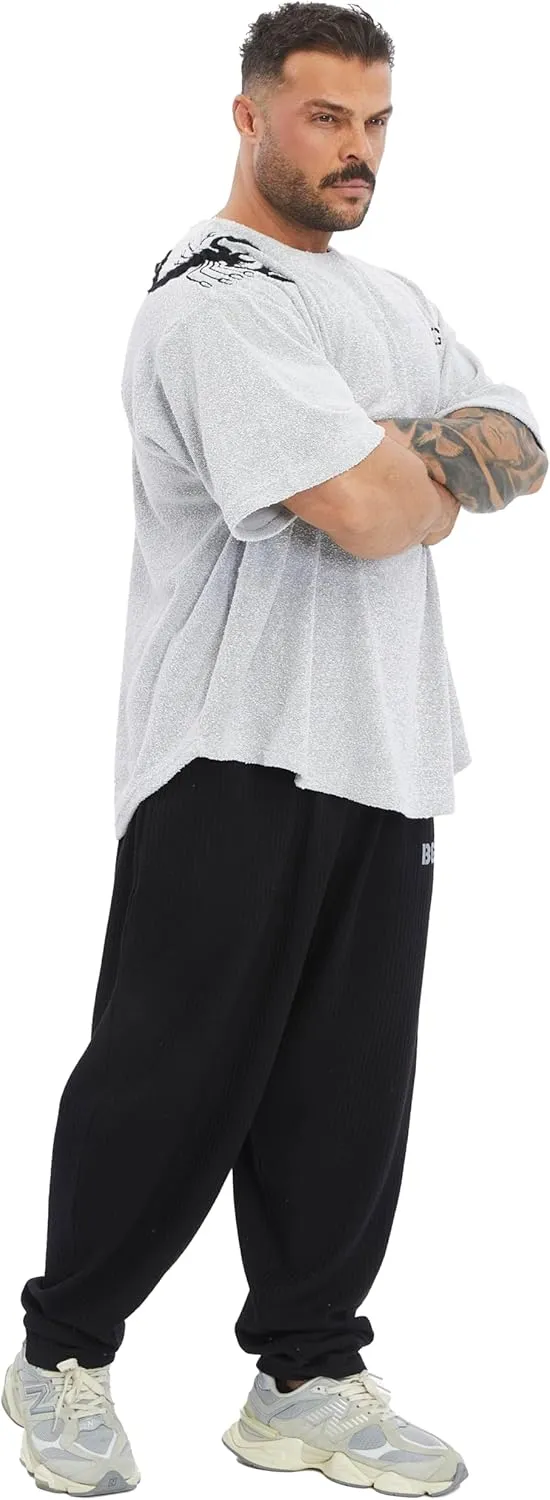 Men's Gym T-Shirt Active Wear Bodybuilding Lifting Oversize Rag Top | Towel Texture, Cotton Training Top