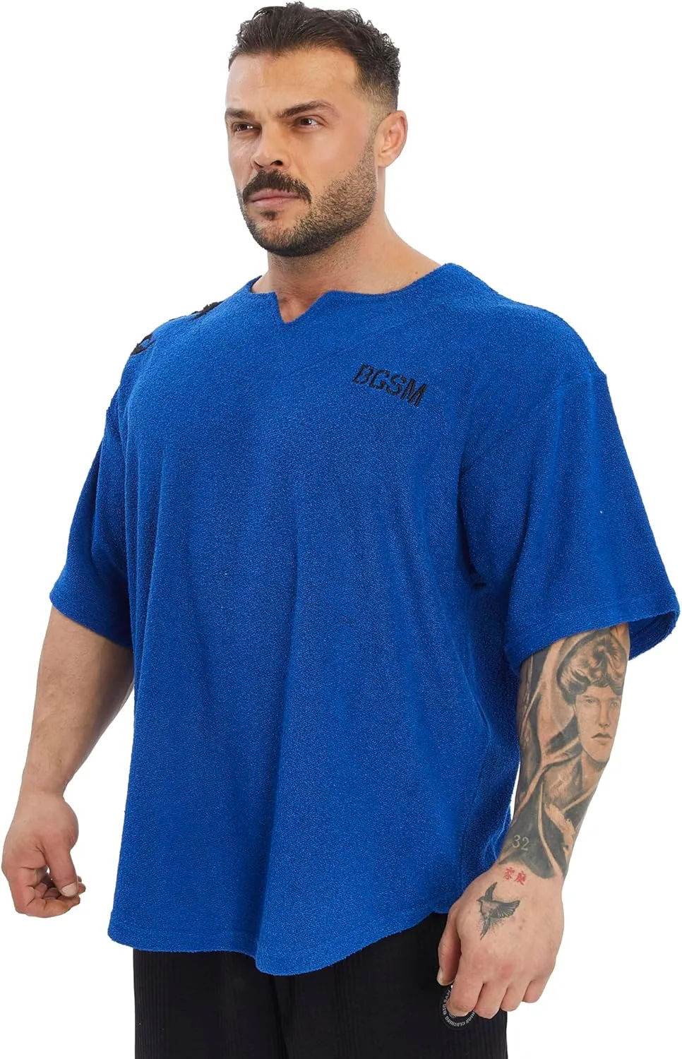 Men's Gym T-Shirt Active Wear Bodybuilding Lifting Oversize Rag Top | Towel Texture, Cotton Training Top
