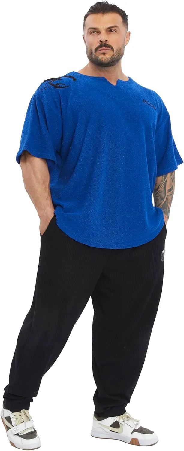 Men's Gym T-Shirt Active Wear Bodybuilding Lifting Oversize Rag Top | Towel Texture, Cotton Training Top