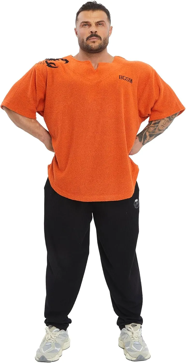 Men's Gym T-Shirt Active Wear Bodybuilding Lifting Oversize Rag Top | Towel Texture, Cotton Training Top