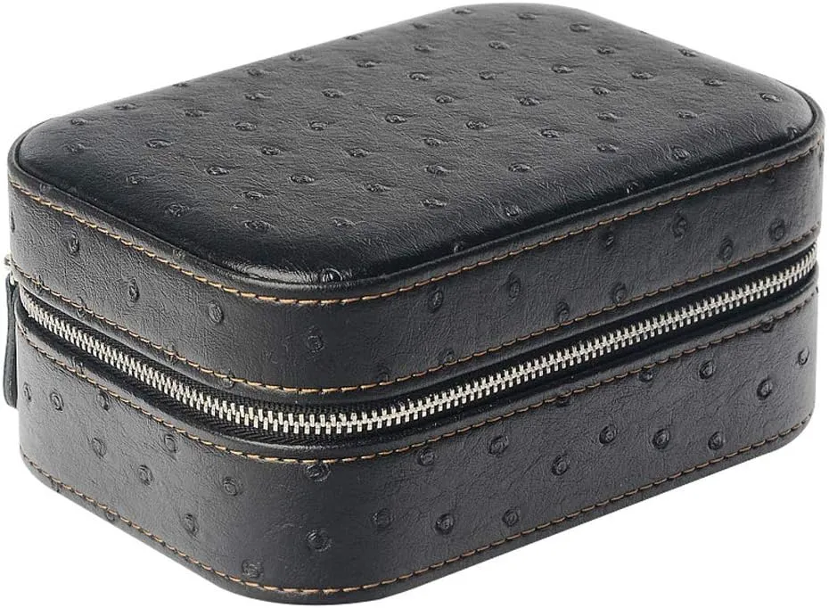 Mens Jewellery Box 2 Slots Leather Watch Box, Travel Jewellery Holder with Zipper for Storage Fits All Wristwatches Smart Watches Bracelets Bangles Watch Gift Box