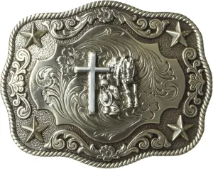 Men's Small Prayer Scalop Oval Buckle