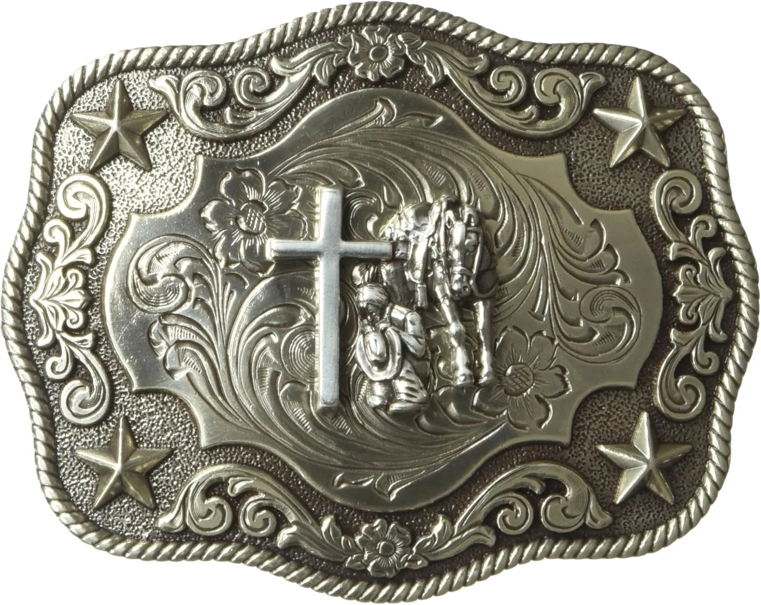 Men's Small Prayer Scalop Oval Buckle