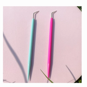 Metal Lash Lift Tool Set 2 pcs, Upgrade Eyelash Separate Tools With Groove Like Y Brush, Lash Comb Mini Size For Females Small Hand Popular Eyelash Lifting Stick Pink   Blue - Reusable 1000 Usage