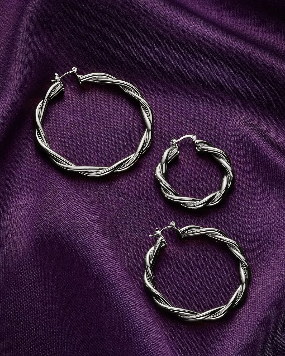 MILLA Twist Earrings - Gold Twisted Hoop Earrings & Thick Silver Hoop Earrings for Women - Big Chunky Gold Statement Earrings
