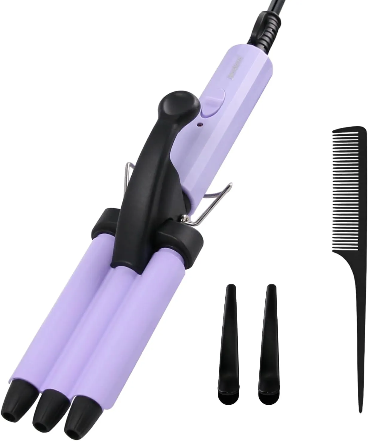 Mini Hair Crimper, janelove 1/2 Inch Beach Waves Curling Iron, Hair Waver for Short & Medium with 3 Ceramic Barrels, Home and Travel Friendly Crimper Hair Tool, Dual Voltage, 392℉ Fast Heating