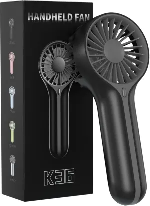 Mini Personal Fan Handheld, Small Portable Handheld Fan, Battery Operated, USB Rechargeable Face Makeup Lashes Desk Fan with Base, for Kids, Girls, Women, Men, Indoor (Dark Black)
