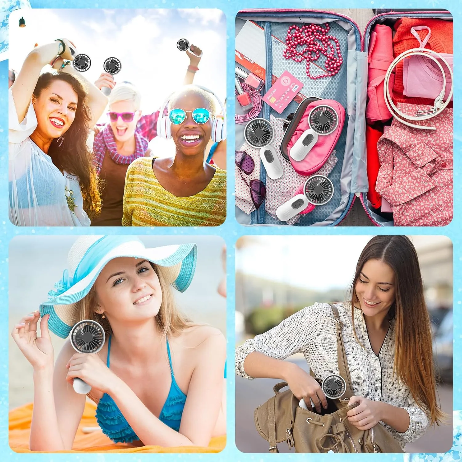 Mini Portable Fan Bulk Cute Handheld Lightweight Small Little Personal Hand Eyelash Fan 3 Speeds USB Rechargeable for Women Men Indoor Outdoor Makeup Travel Camping(White,36 Pcs)