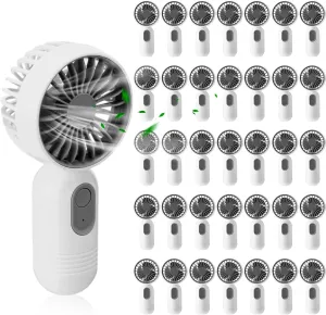 Mini Portable Fan Bulk Cute Handheld Lightweight Small Little Personal Hand Eyelash Fan 3 Speeds USB Rechargeable for Women Men Indoor Outdoor Makeup Travel Camping(White,36 Pcs)