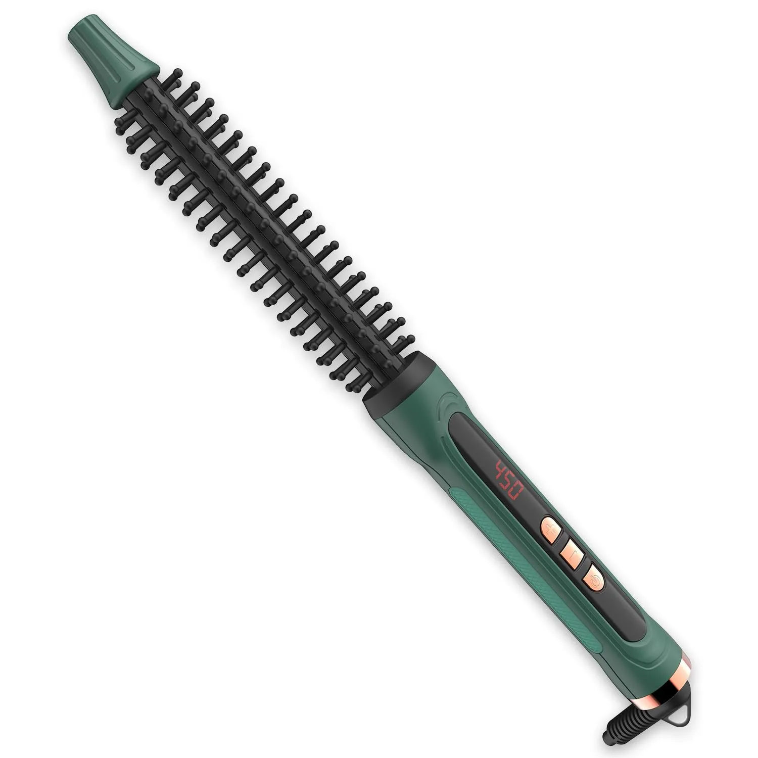 Mini Thermal Round Brush, 0.35 Inch Barrel Volume Heat Styling Brush for Men and Women Short Thin Curly Straight Hair, Heated Curling Iron,12 Temperature Setting (0.95 Inch with Bristles)