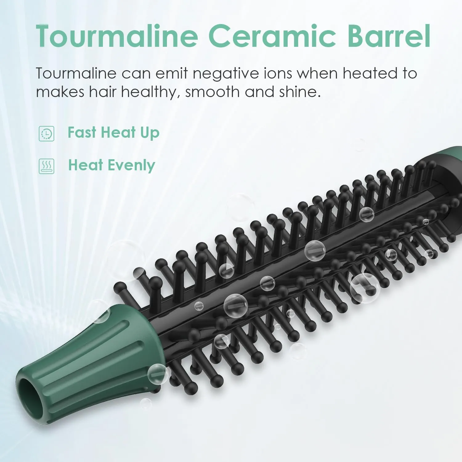 Mini Thermal Round Brush, 0.35 Inch Barrel Volume Heat Styling Brush for Men and Women Short Thin Curly Straight Hair, Heated Curling Iron,12 Temperature Setting (0.95 Inch with Bristles)