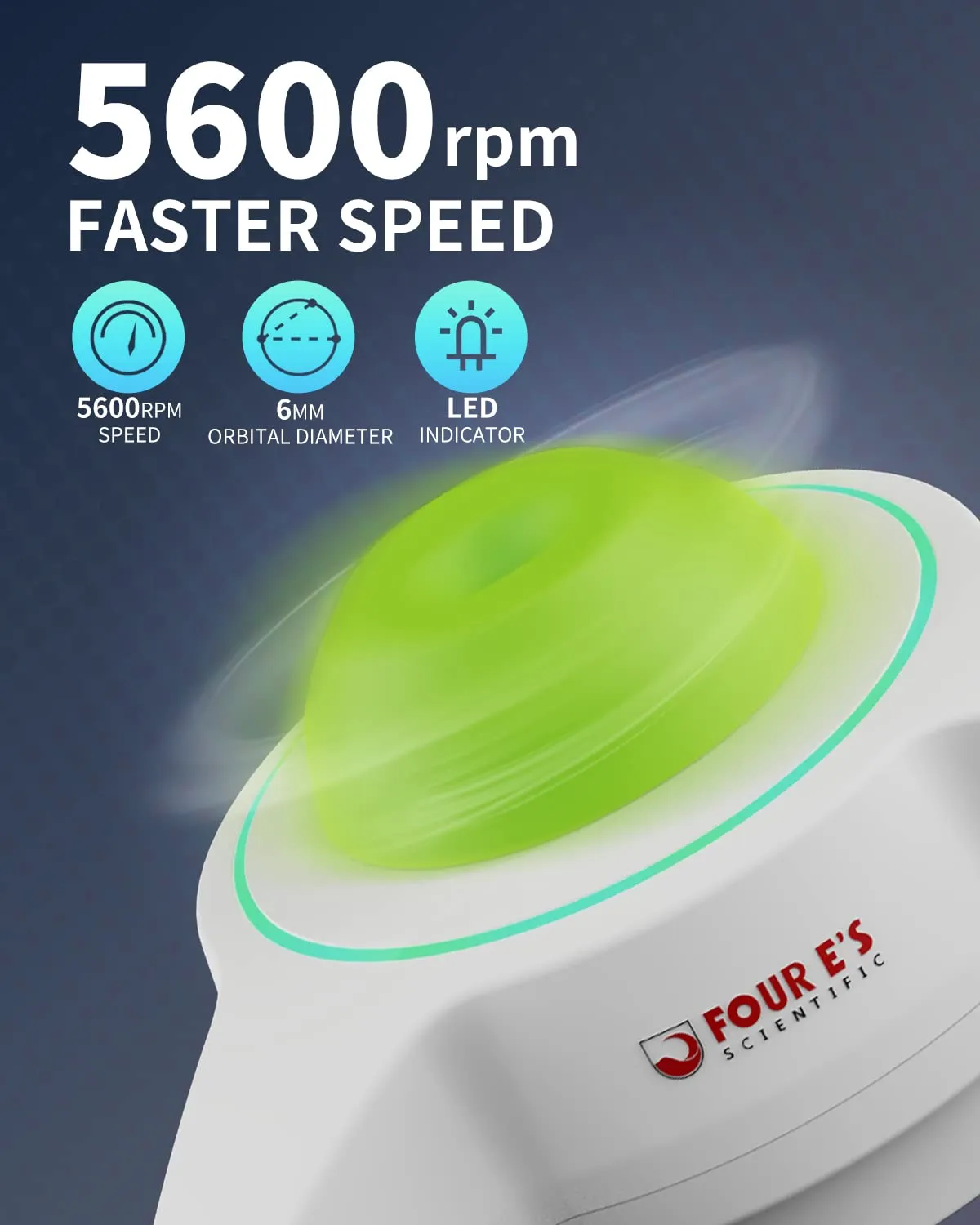 Mini Vortex Mixer with Extra Interchangeable Silicone Cap, Lab Vortex Shaker with Touch Function, 5600rpm, 6mm Orbital Diameter, for Acylic Paints, Nail Polish, Test Tubes, Green