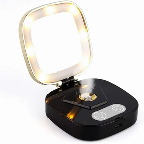 Mini Facial Steamer - Portable Spa Humidifier with Make-Up Mirror, LED Light 3 Mode, Face Mist Sprayer Nano Ionic Warm Mist, Face Sauna, Moisture Skin,Black