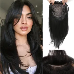 Molefi 19inch Hair Toppers for Women with Thinning Hair, 6.5x6.5in Large Coverage Synthetic Topper, Soft Black Hair Pieces