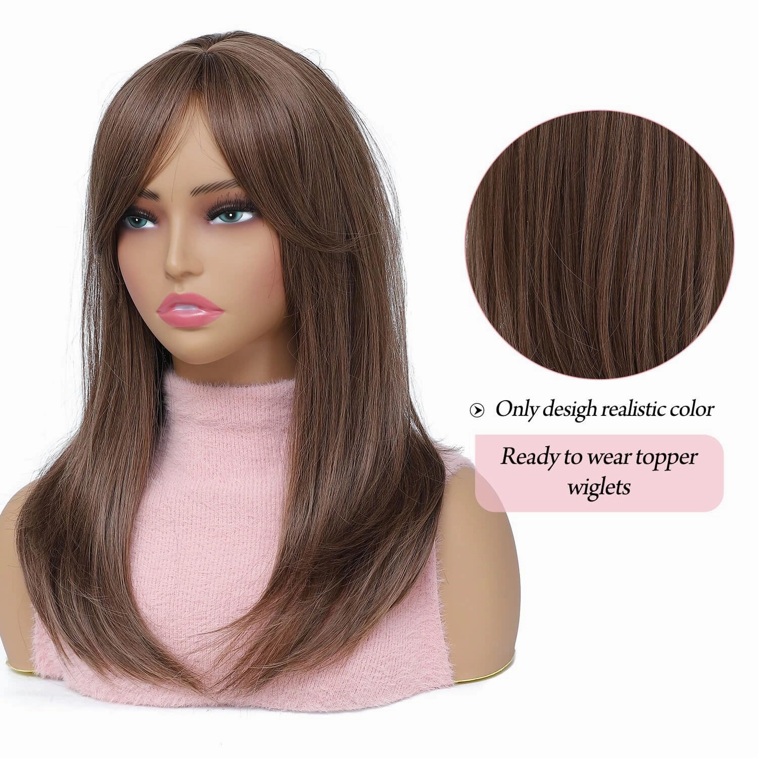 Molefi 19inch Hair Toppers for Women with Thinning Hair,6.5x6.5inch Large Coverage Synthetic Topper for adding volume Soft Black Hairpieces for Women