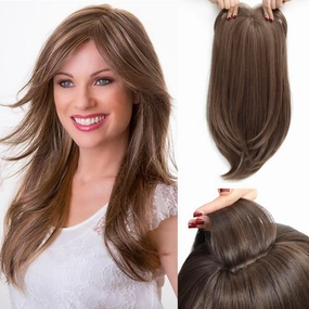 Molefi 19inch Hair Toppers for Women with Thinning Hair,6.5x6.5inch Large Coverage Synthetic Topper for adding volume Soft Black Hairpieces for Women