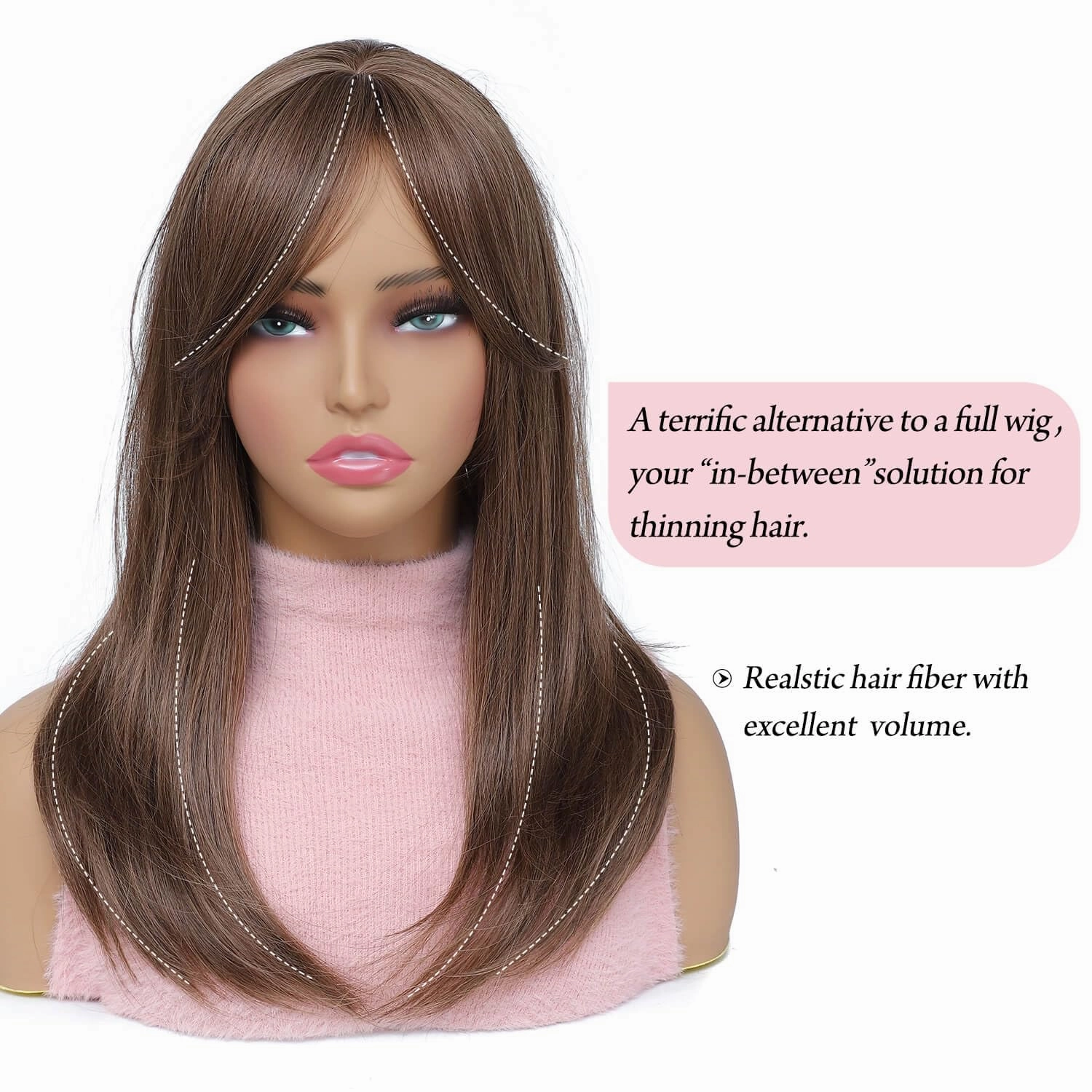 Molefi 19inch Hair Toppers for Women with Thinning Hair,6.5x6.5inch Large Coverage Synthetic Topper for adding volume Soft Black Hairpieces for Women