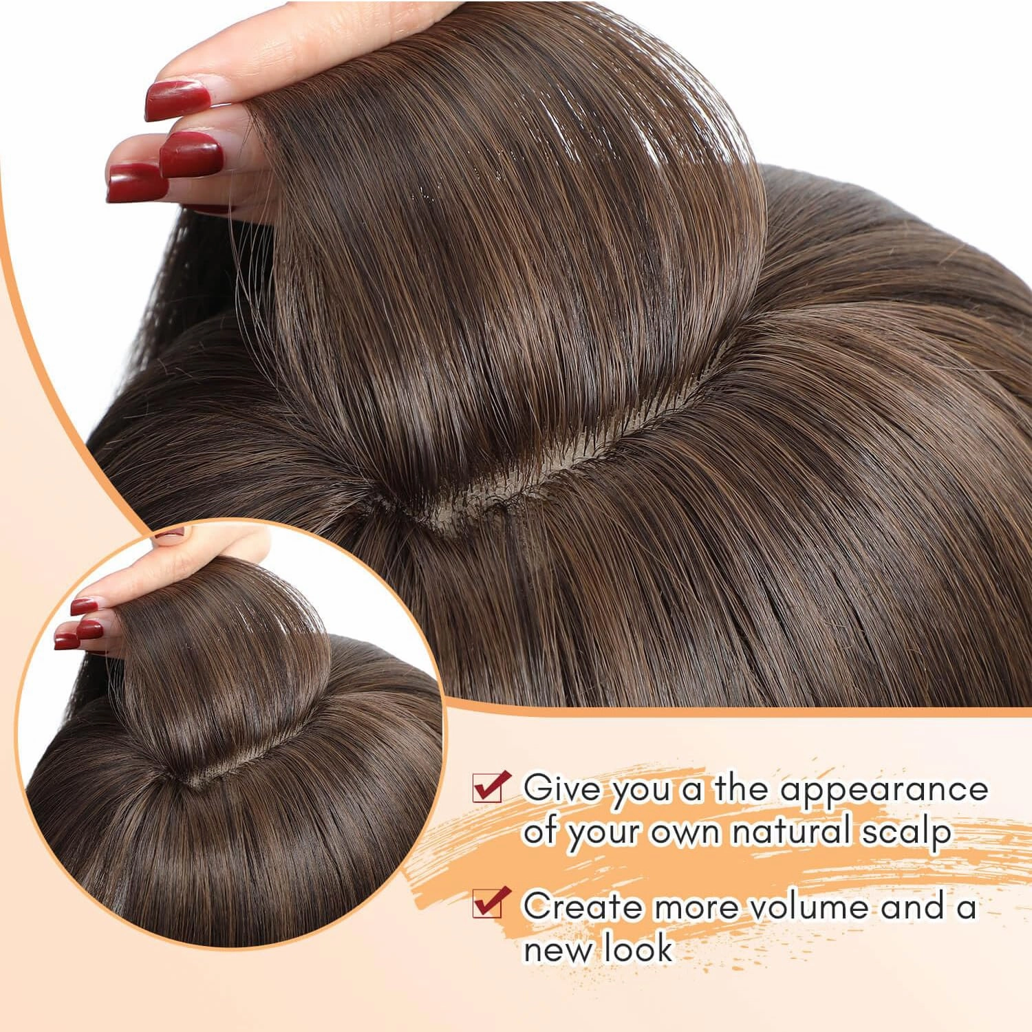 Molefi Hair Topper 14inch Curly Hair Toppers with Bangs for Women Synthetic Wiglets Hairpieces for Adding Volume Black Brown