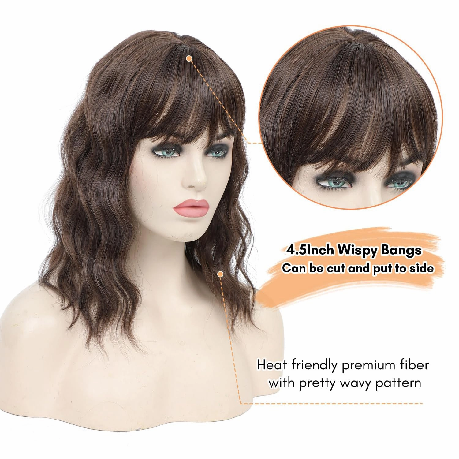 Molefi Hair Topper 14inch Curly Hair Toppers with Bangs for Women Synthetic Wiglets Hairpieces for Adding Volume Black Brown