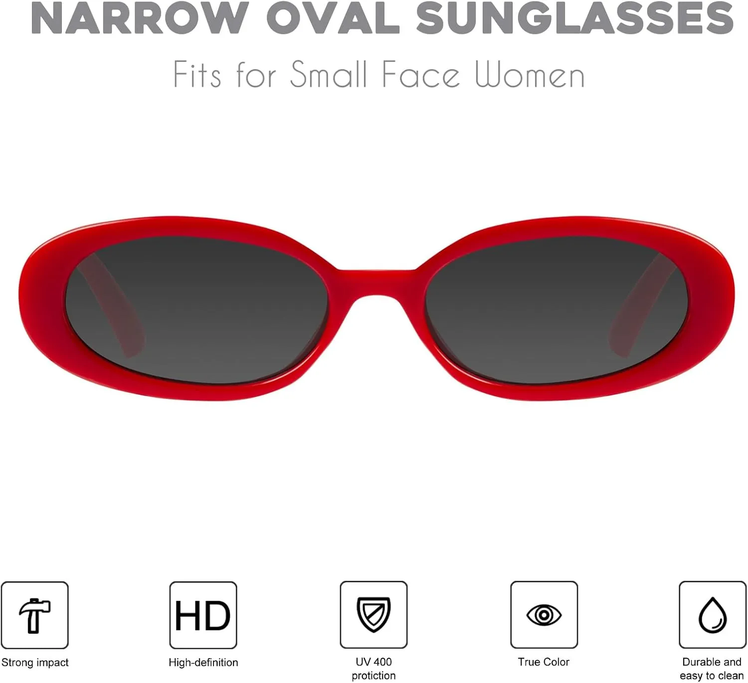 mosanana Retro Tiny Oval Sunglasses for Women with Small Face Narrow Style MS52360