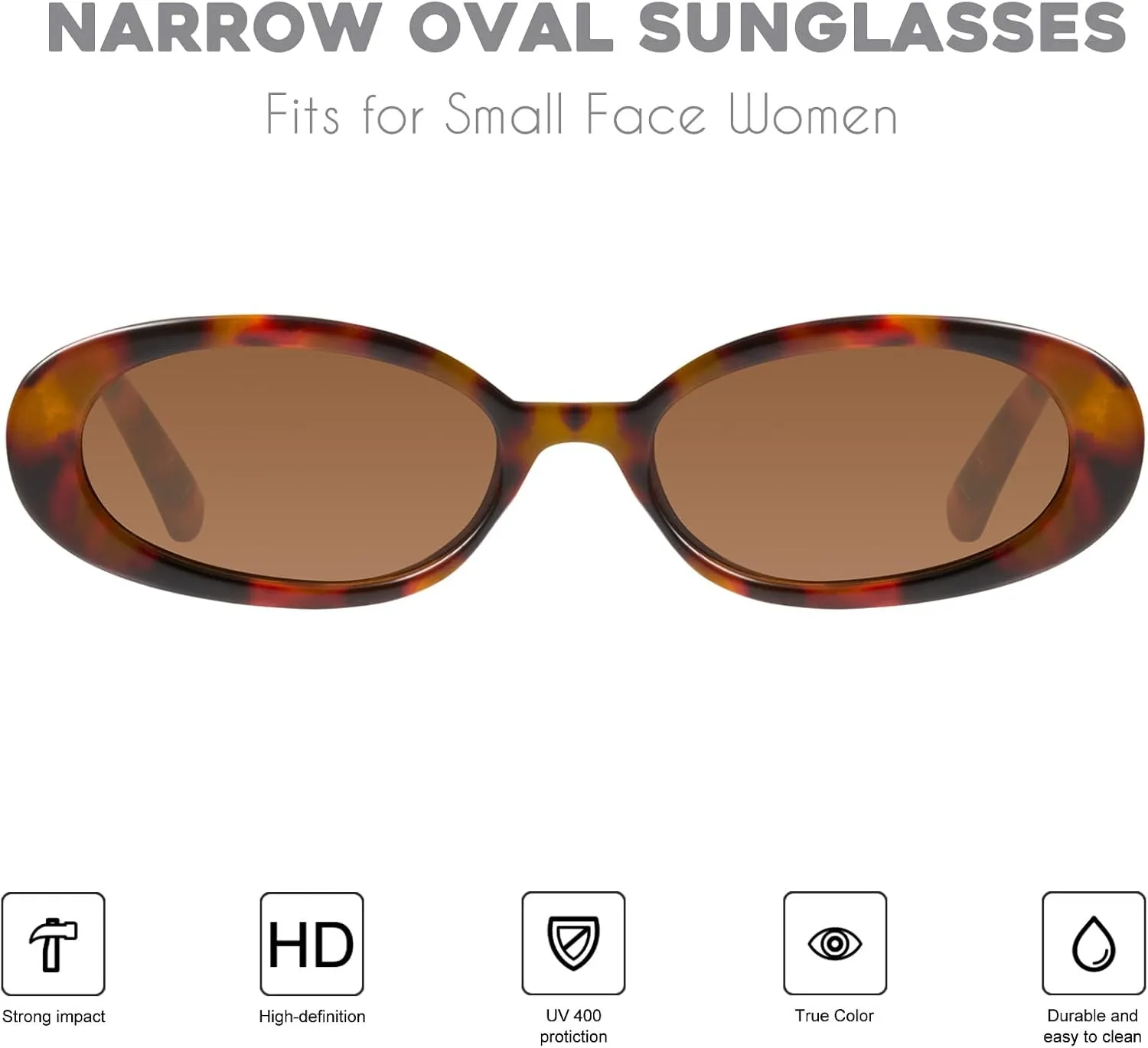 mosanana Retro Tiny Oval Sunglasses for Women with Small Face Narrow Style MS52360