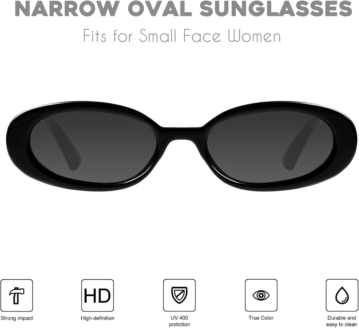mosanana Retro Tiny Oval Sunglasses for Women with Small Face Narrow Style MS52360