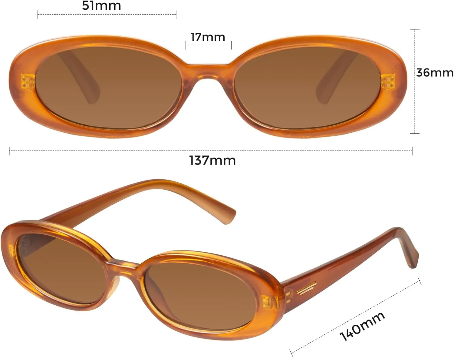 mosanana Retro Tiny Oval Sunglasses for Women with Small Face Narrow Style MS52360