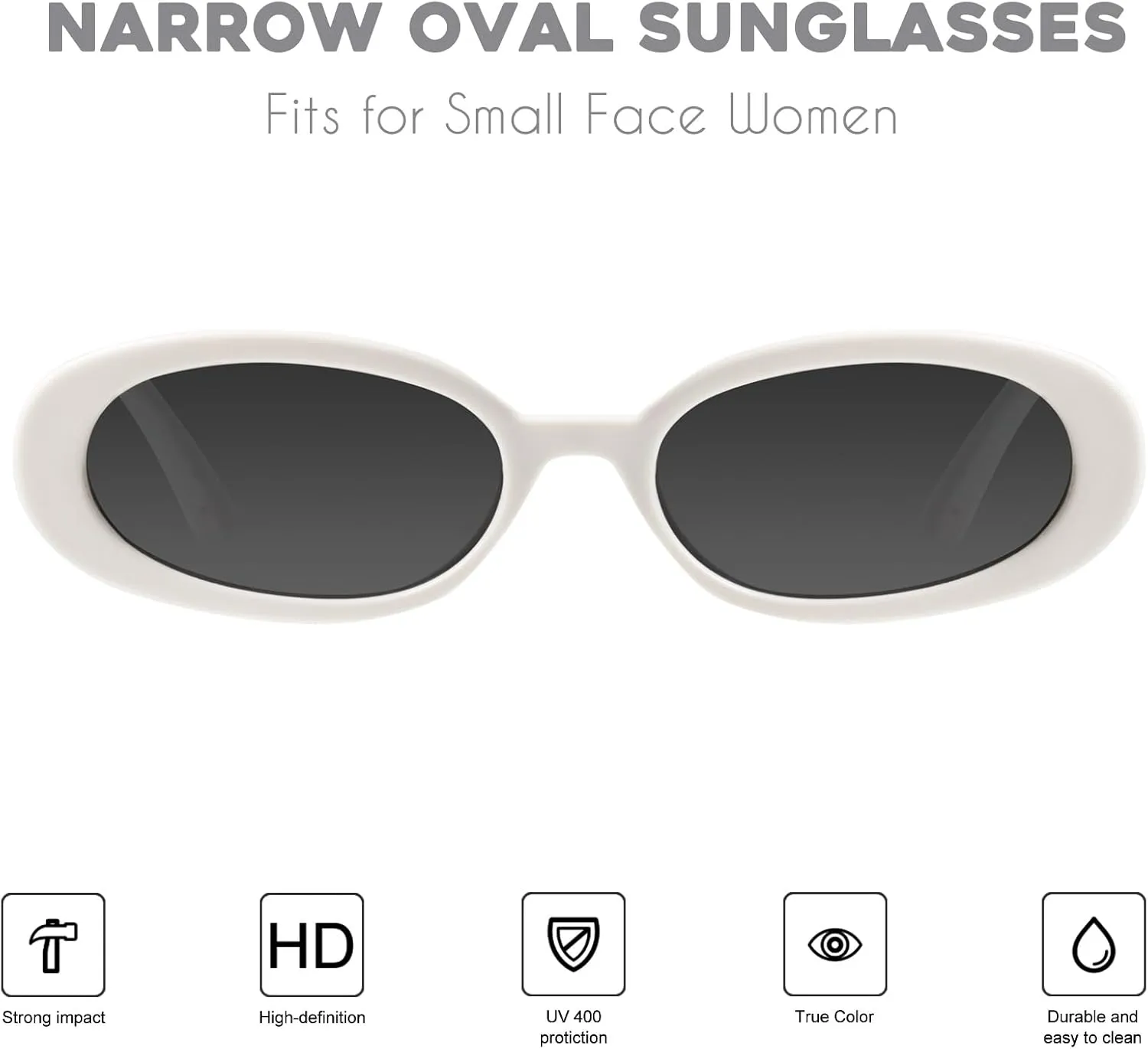 mosanana Retro Tiny Oval Sunglasses for Women with Small Face Narrow Style MS52360