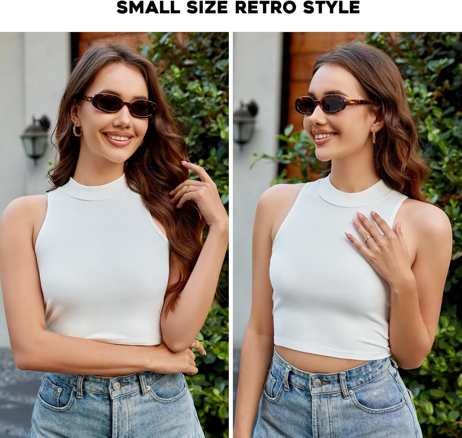mosanana Retro Tiny Oval Sunglasses for Women with Small Face Narrow Style MS52360